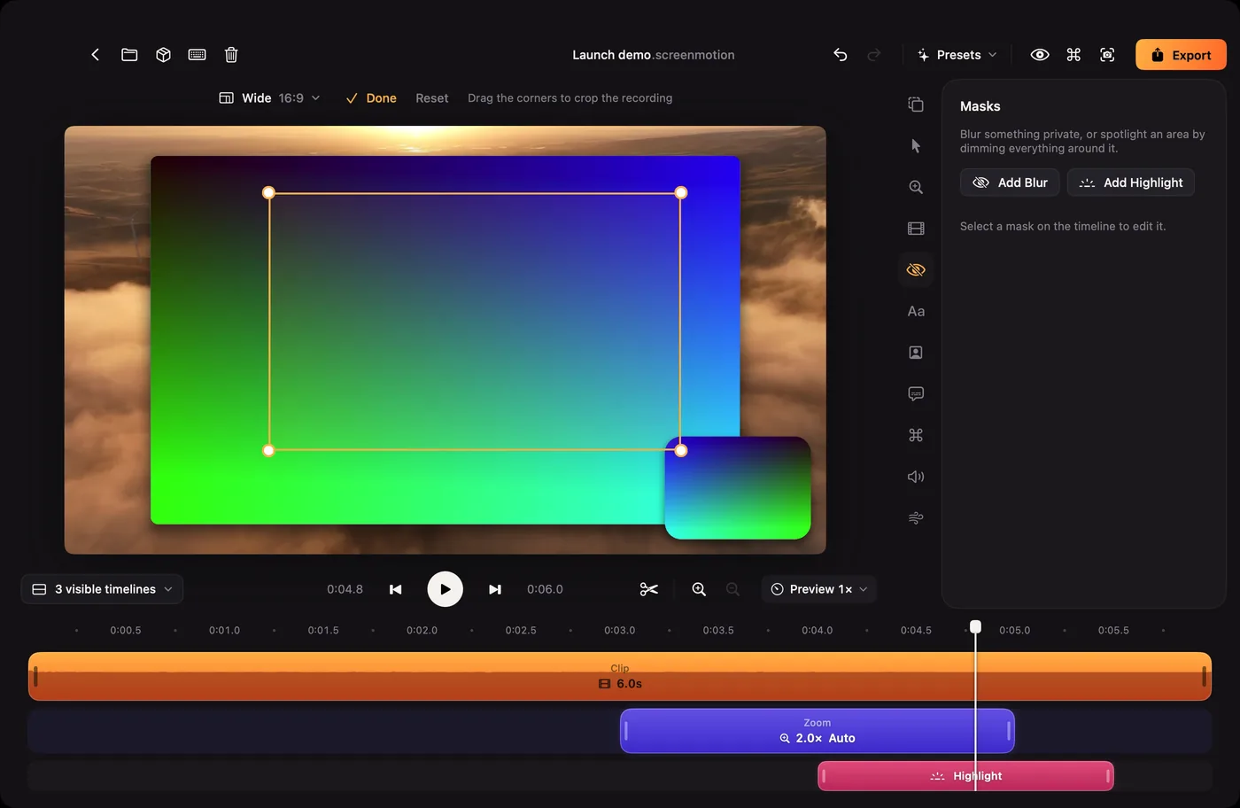 Cropping the recording