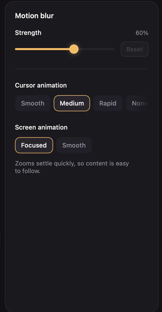 Animations settings