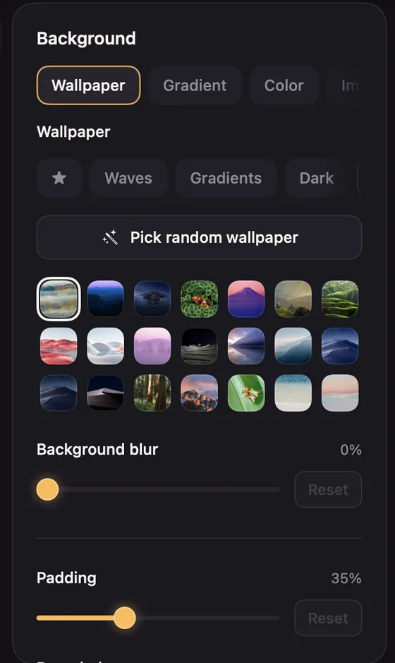 Background settings