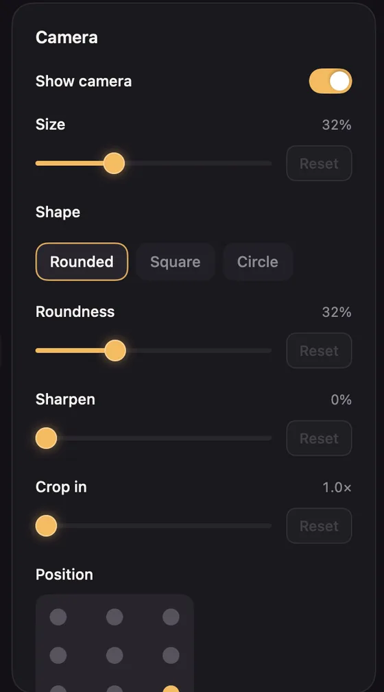 Camera settings