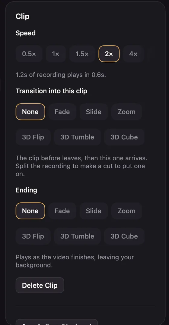 Clip settings