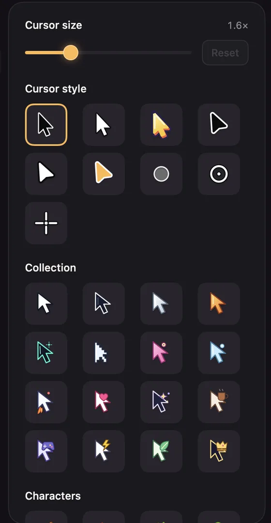 Cursor settings