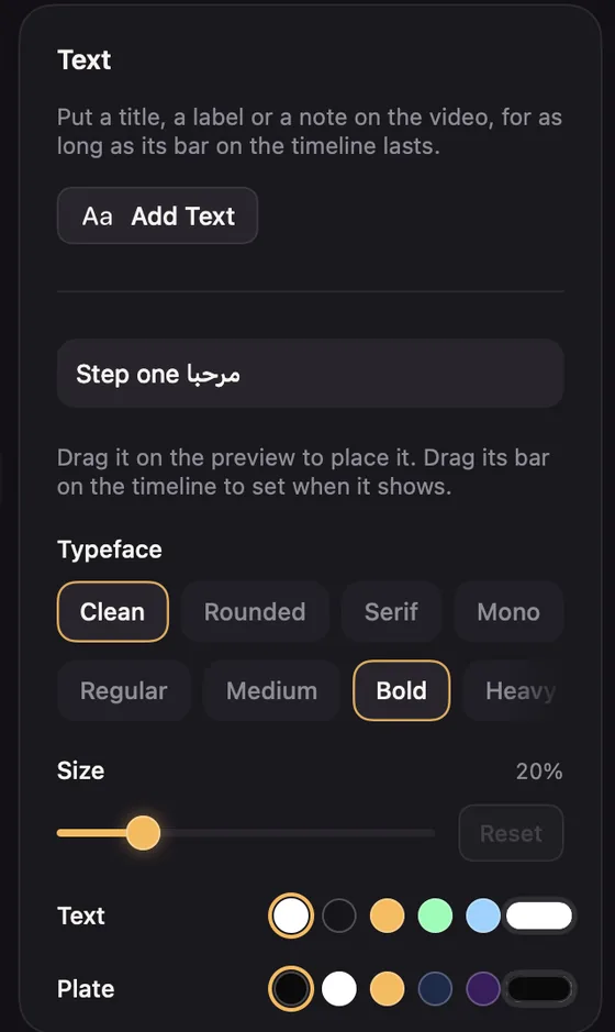 Text settings