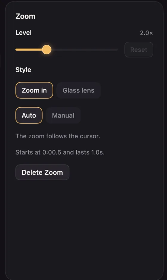 Zoom settings