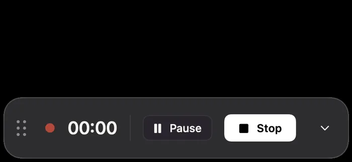 The recorder bar while recording